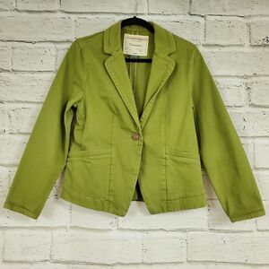 Cartonnier green jean jacket one button blazer